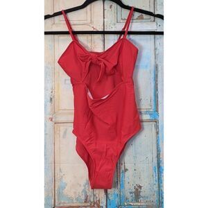 Shein Womens Size Medium Red Sleeveless Cut out Knot One Piece Swimsuit